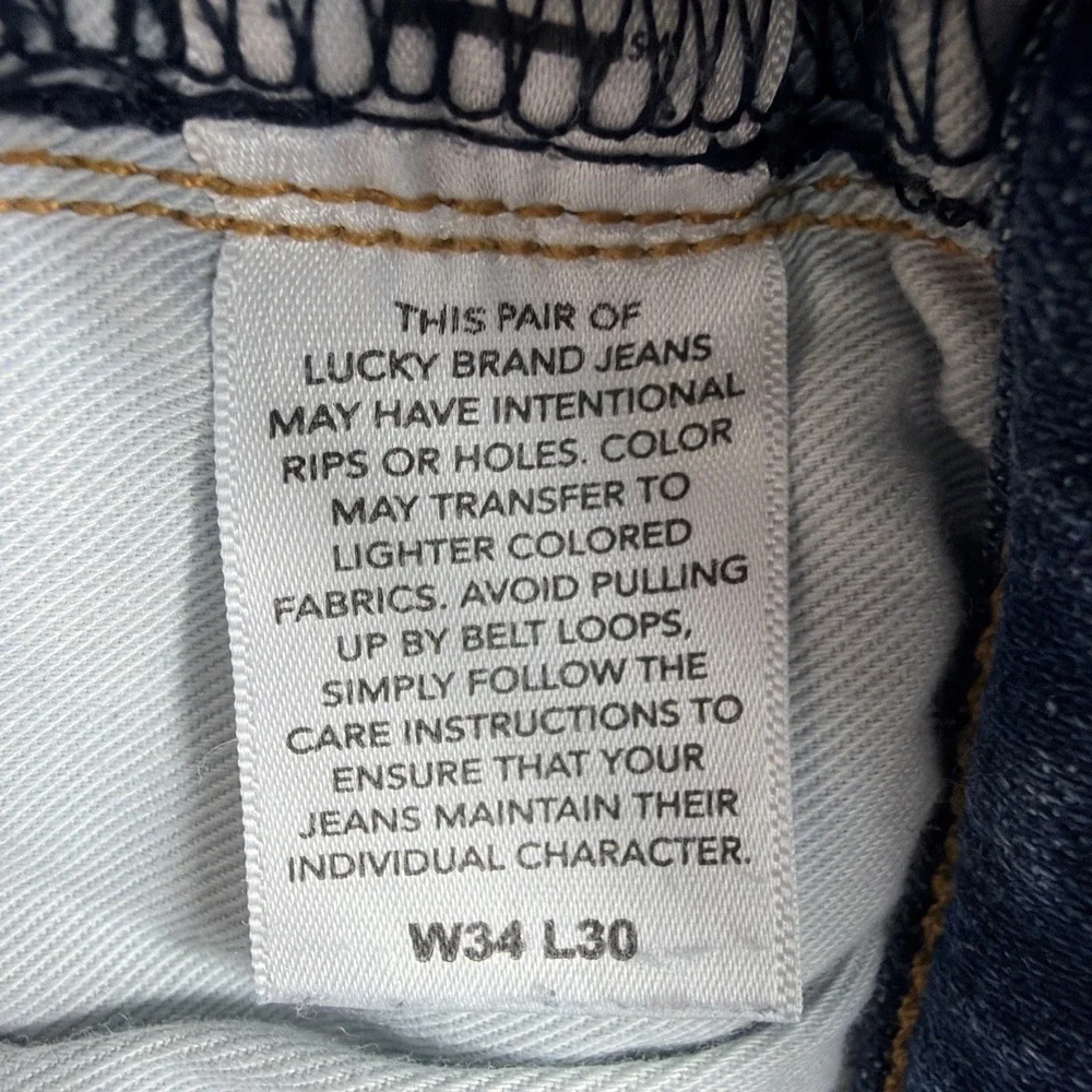 Lucky Brand Jeans Mens 34x27 Blue Medium Wash Cotton Stretch 223 Straight Fit